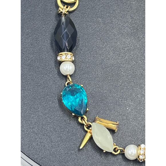 Erickson Beamon Rocks Blue Multicolor Rhinestone Faux Pearl Bracelet NWOT - Picture 3 of 9
